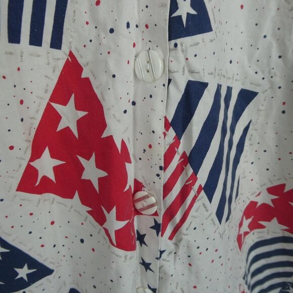 Separate Issue Vintage Patriotic Stars Stripes American Flag Button Front Blouse - Picture 2 of 6